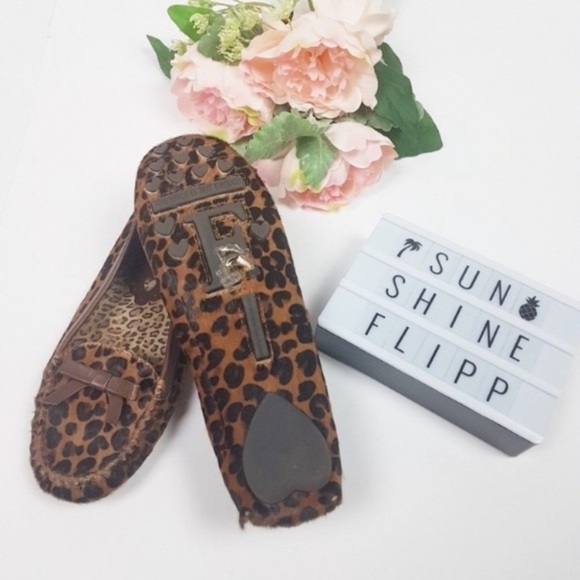 Beverly Feldman Leopard Loafers Calf Hair Flats - Picture 3 of 7